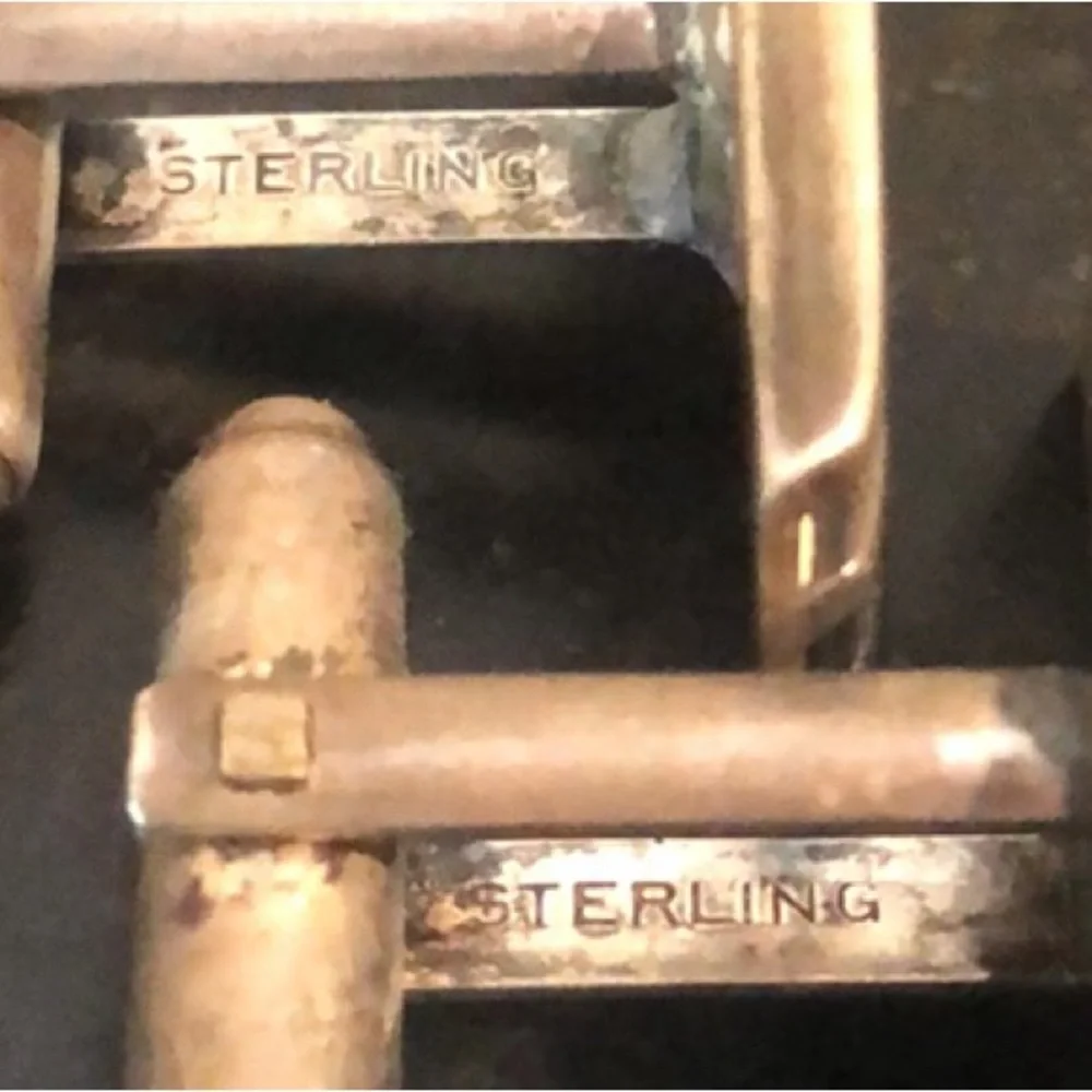 Mid Century Modern Minimalist Industrial Geometric Cuff Links Sterling- Vintage